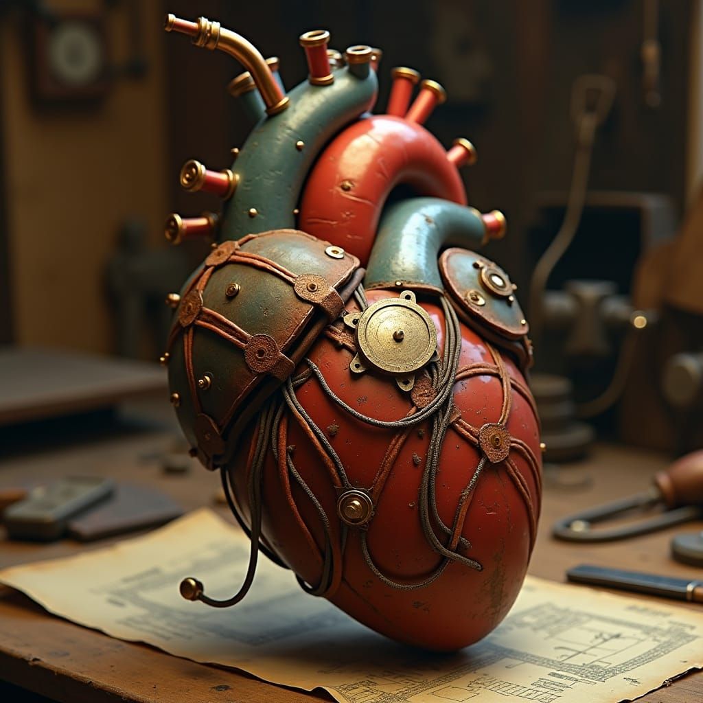 Steampunk Jarvik 5: Retro-Futuristic Heart