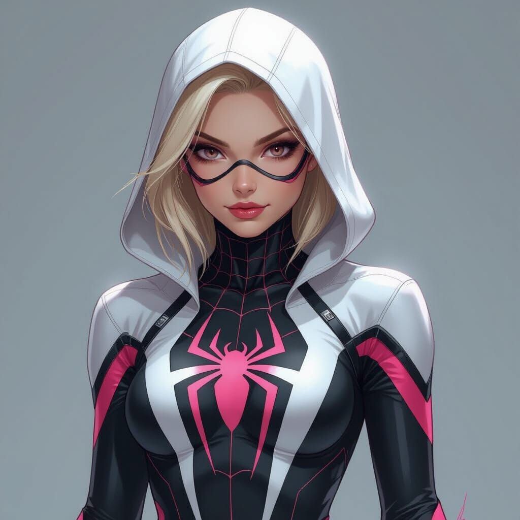 Ghost Spider Nanotech Costume in Comic Book Art Style