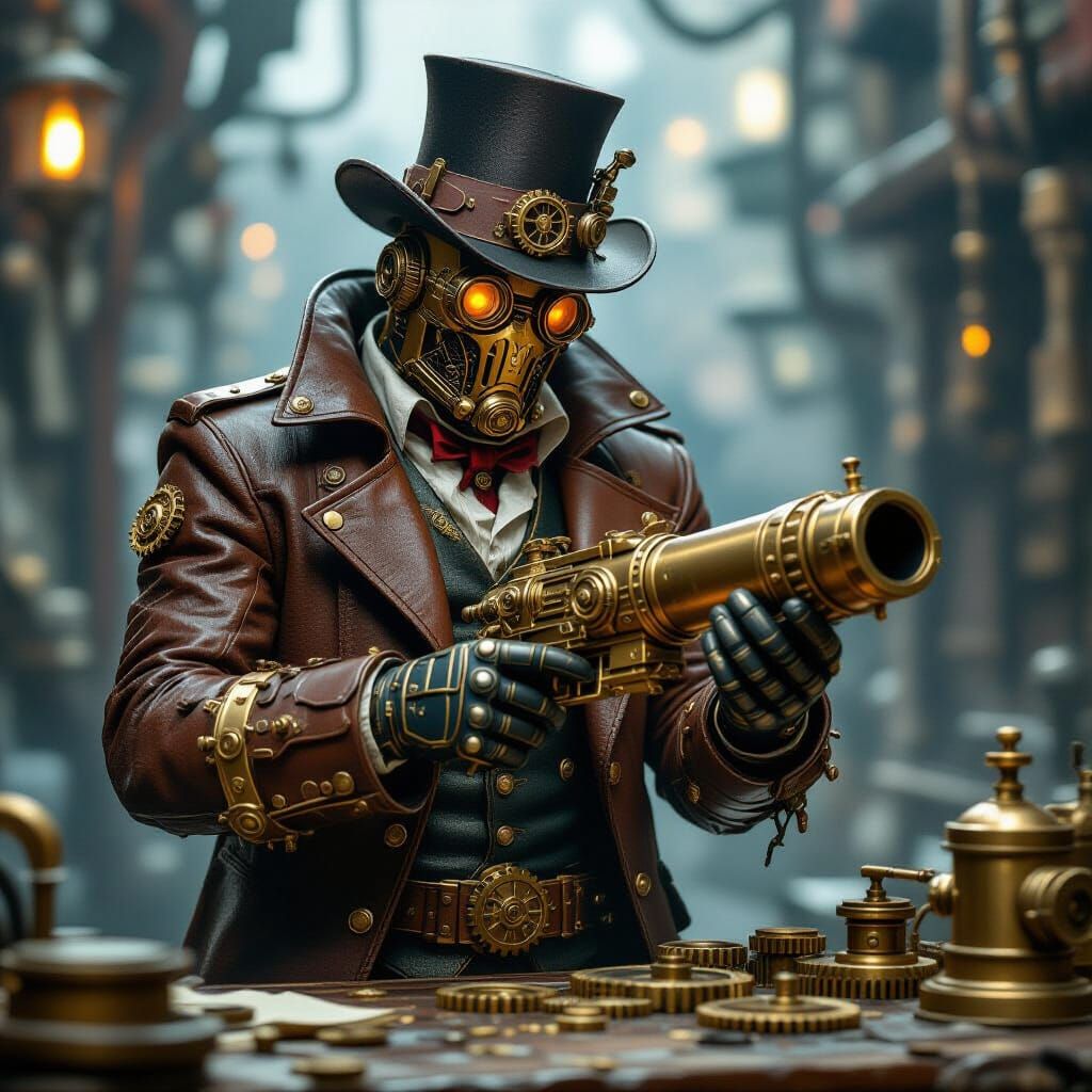 Steampunk Warforged Artificer Building a Steam Cannon