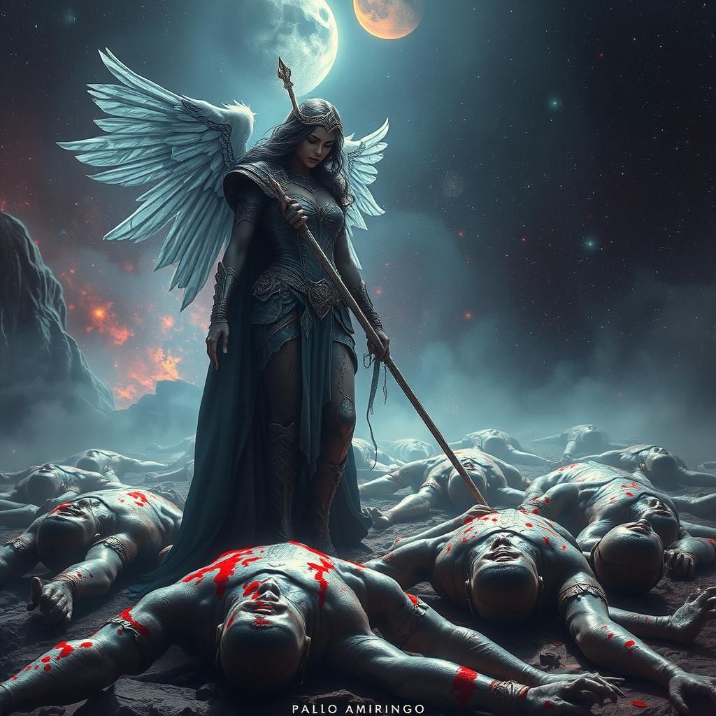 Valkyrie Stands Victorious: A Cosmic Astral Illustration