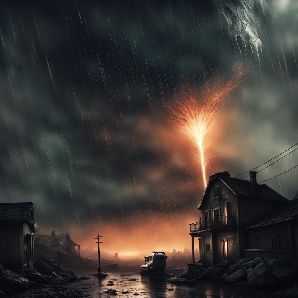 Terrifying Meteor Storm Over Earth in Dark Colors