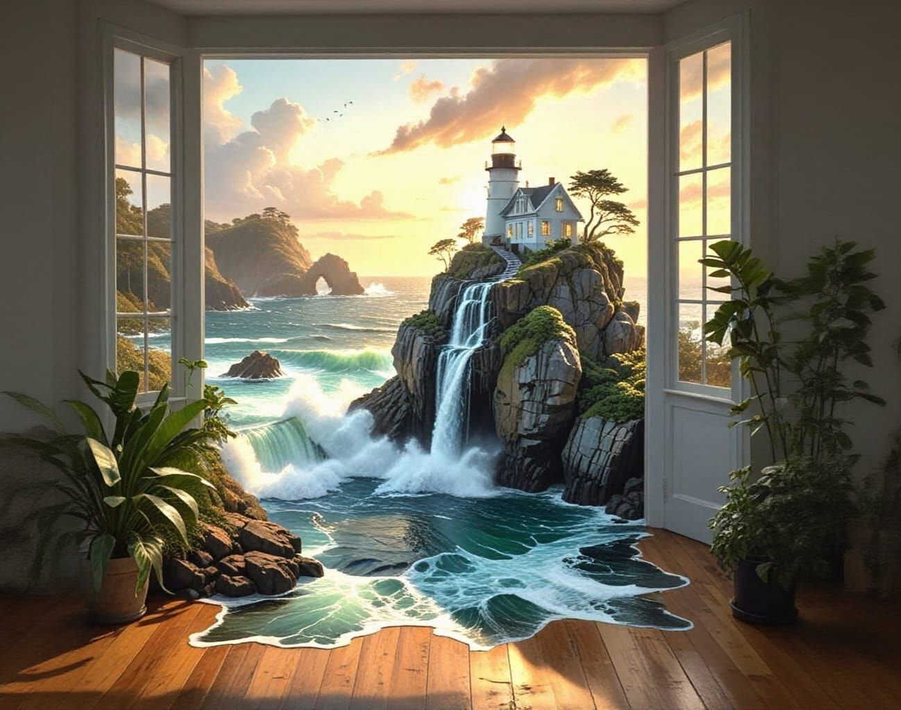 Surreal Artist Studio Merges with Coastal Island Landscape