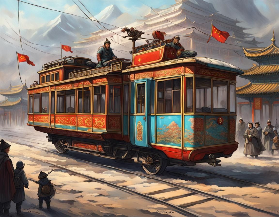 Electropunk Mongol Empire Streetcar Fantasy