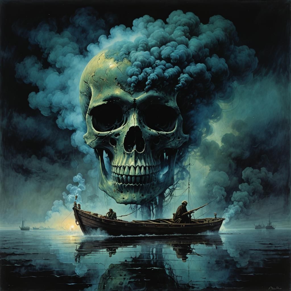 Eerie Skull Emerges in Beksiński-Inspired Art