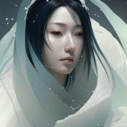 Yuki-Onna Portrait in Art Nouveau Style
