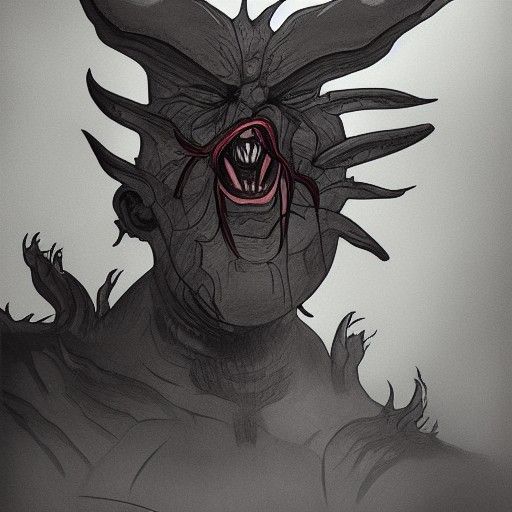 Detailed Oni Action Painting in Digital Art Style