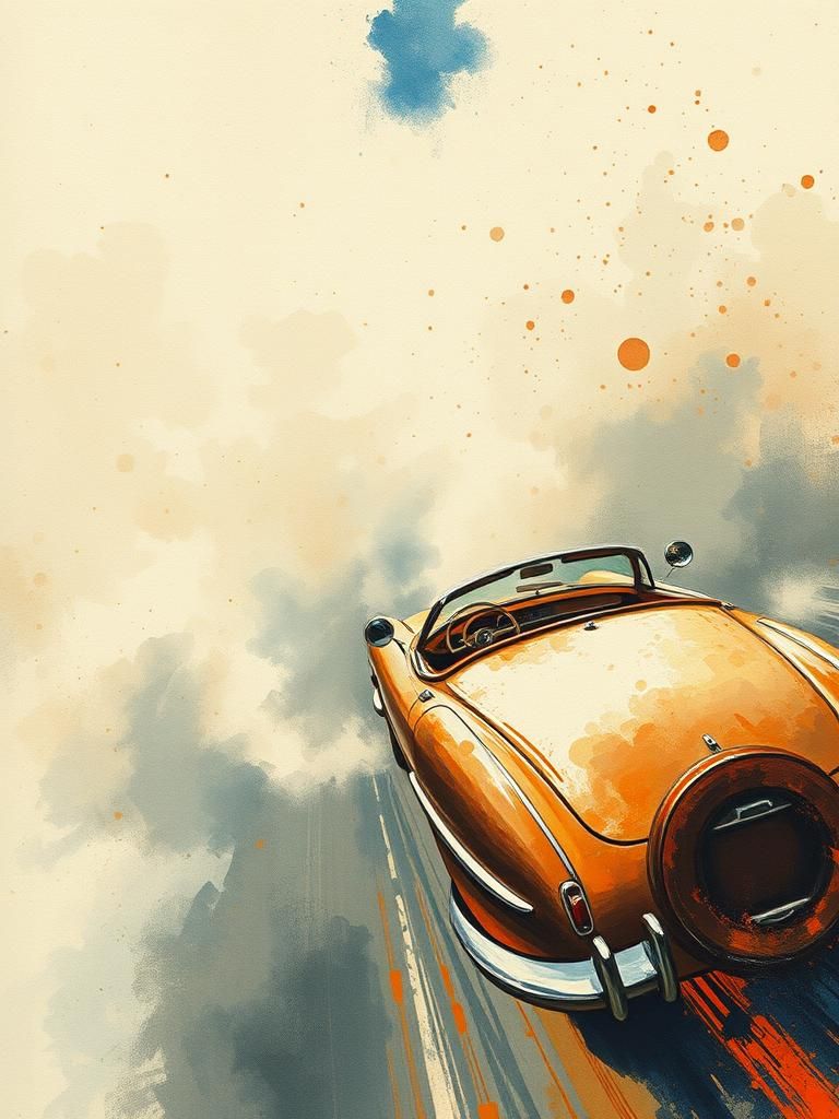 Abstract Flying Car in Watercolor Style