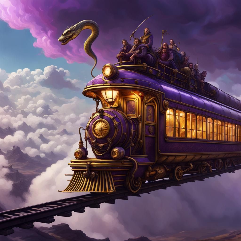 Snake Train Flies: Dark Fantasy Concept Art
