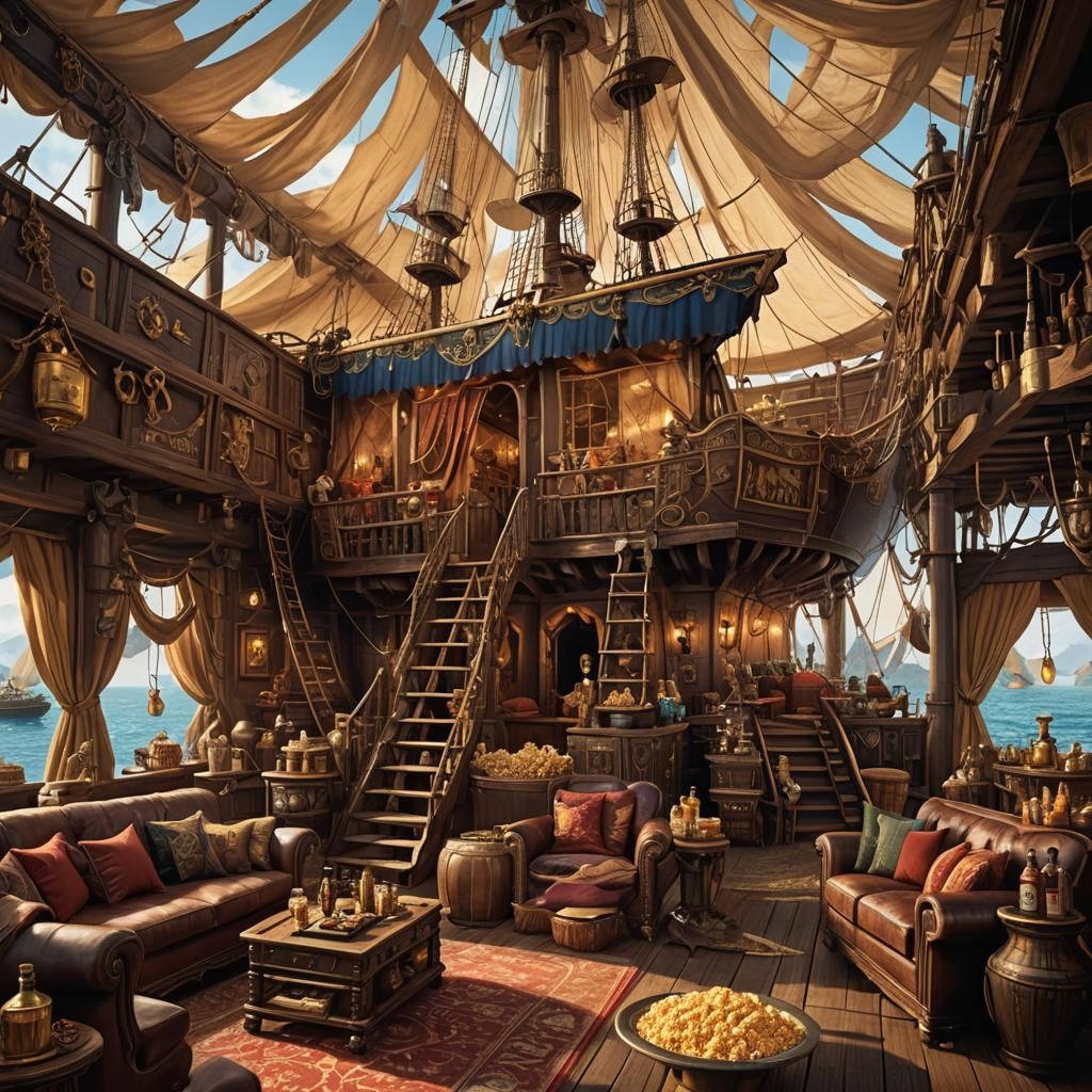 Luxurious Pirate Tent Lounge: A Digital Matte Painting