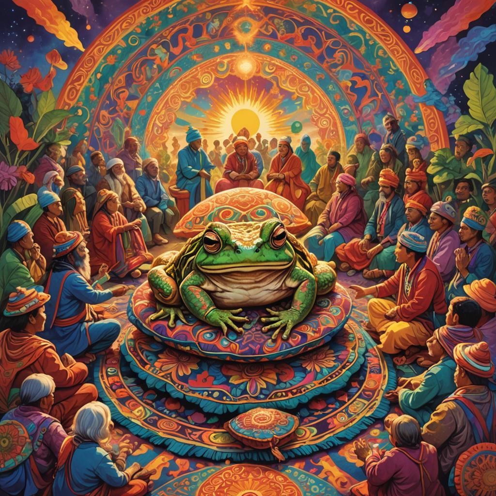 Psychedelic Toad Ritual Under Mystical Sun