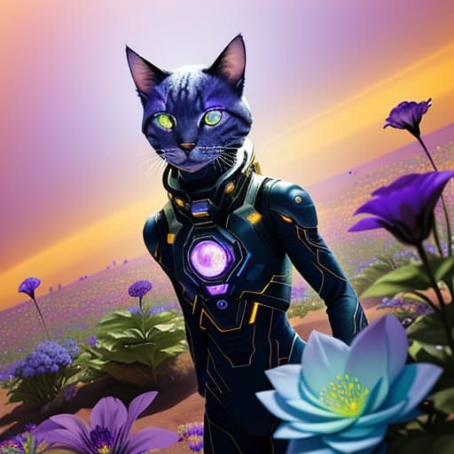 Cosmic Blooms: Futuristic Flowers in a Martian Garden