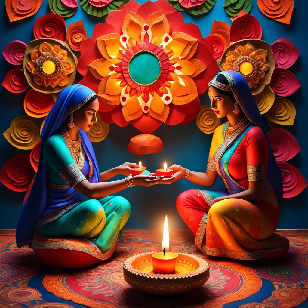 Diwali Celebration in Abstract Paper Art Style