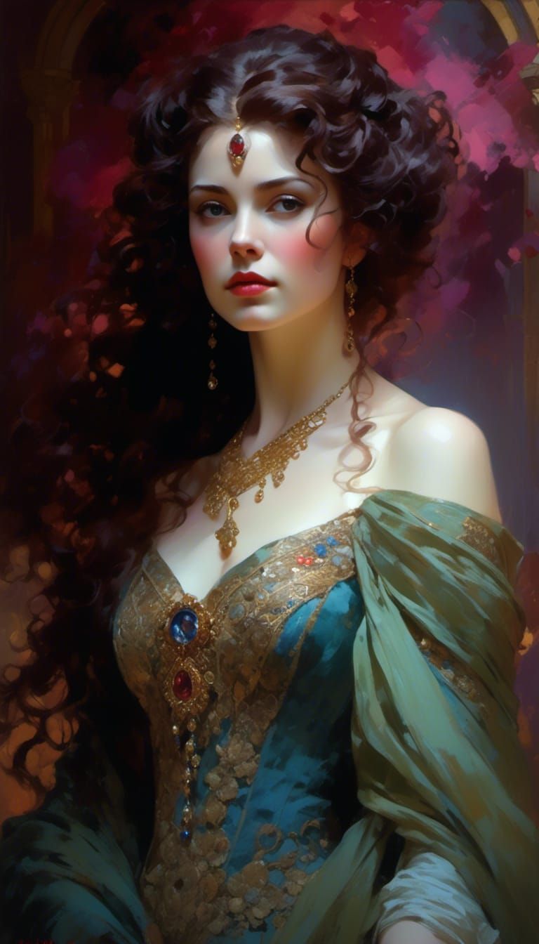 Hyperrealistic Princess Belle Portrait with Dramatic Lightin...