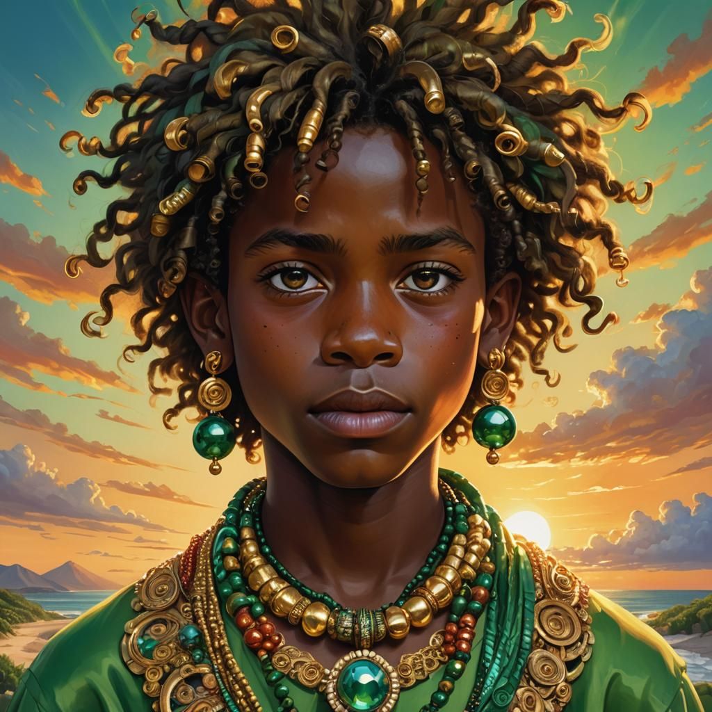 Expressive Portrait of Boy with Earrings in Artgerm Style