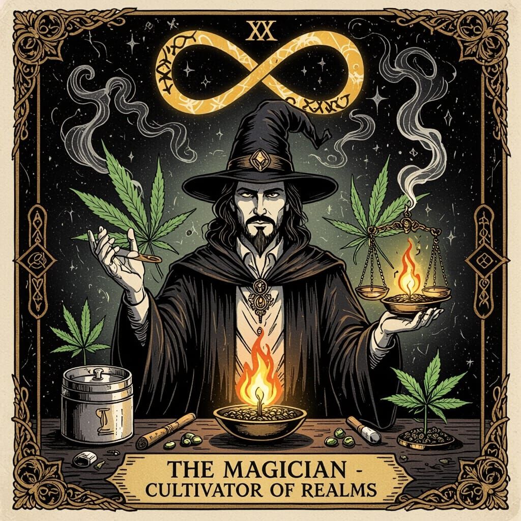 The Magician Tarot Card as Alchemist in Ink Art
