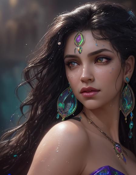 Esmeralda with Shining Eyes in Splash Art Style