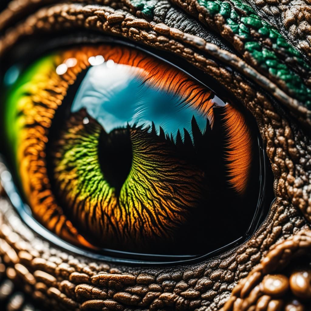 Detailed Gremlin Eye in Soft Vibrant Colors