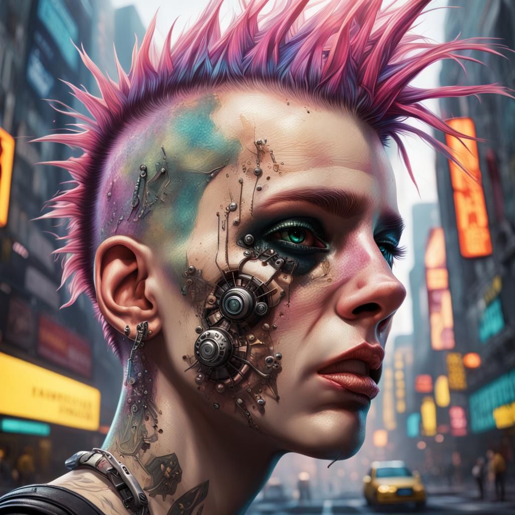 Hyperrealistic Biological Punk City Concept Art