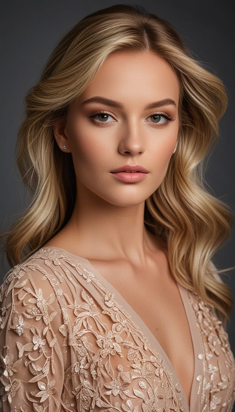 Glamorous Blonde Supermodel in Fashion Photography Style