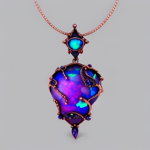Ethereal gothic rose gold necklace with purple opal pendant ...