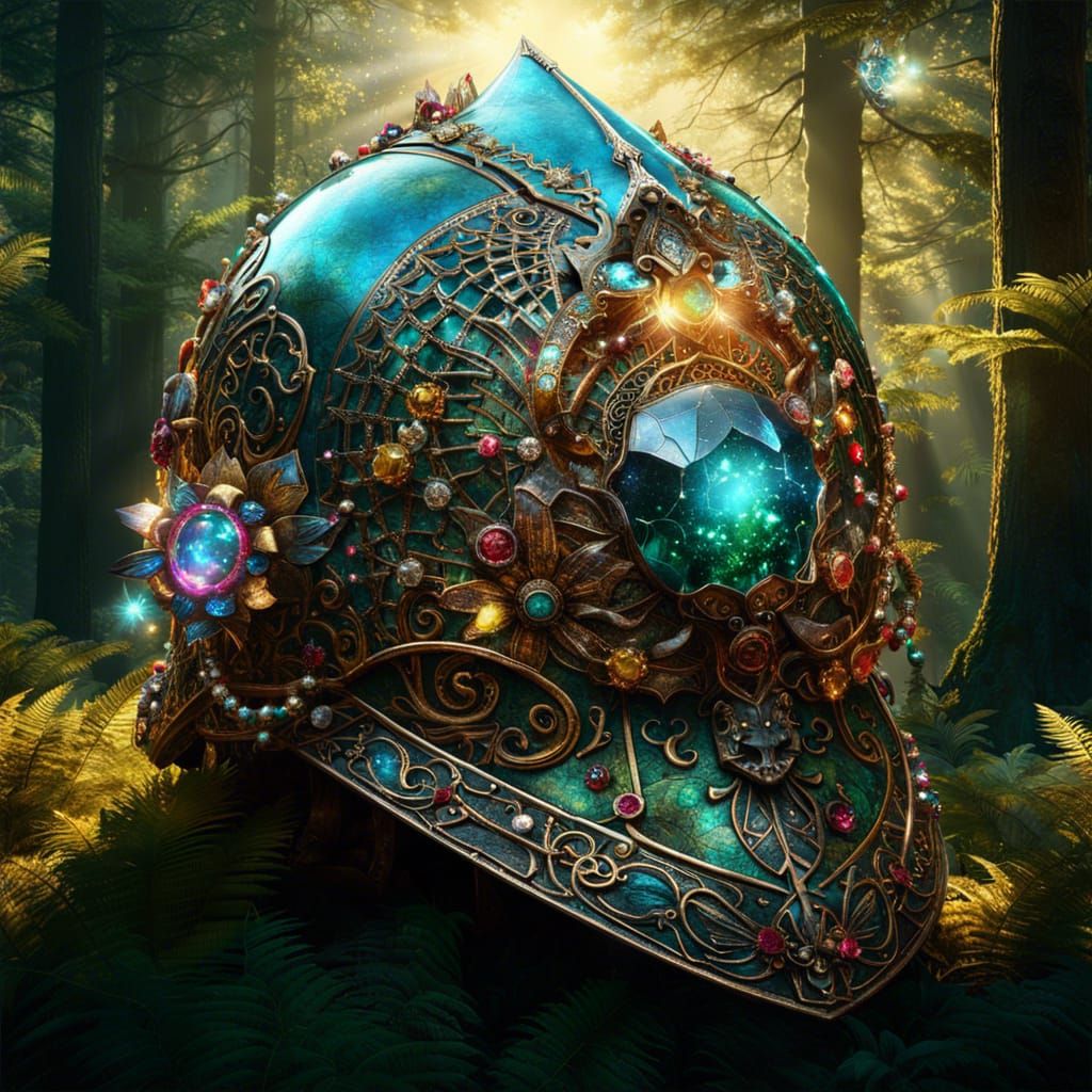 Crystalline Helmet on Flower, Borderland Fantasycore Artwork