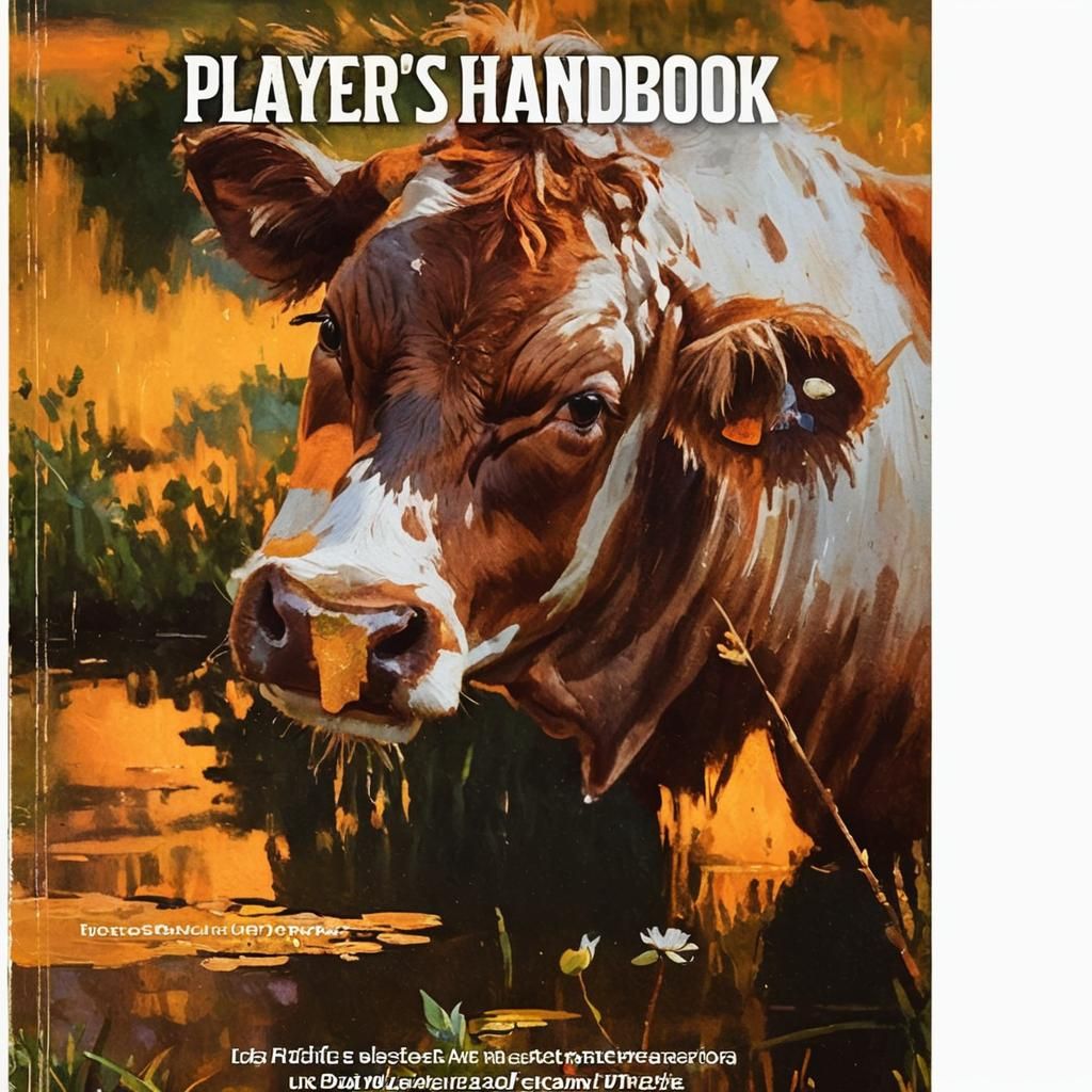 Cow in Meadow as Impressionist Oil Painting