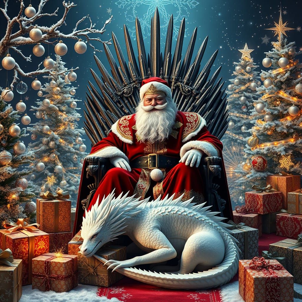 Fantastical Christmas King on the Iron Throne