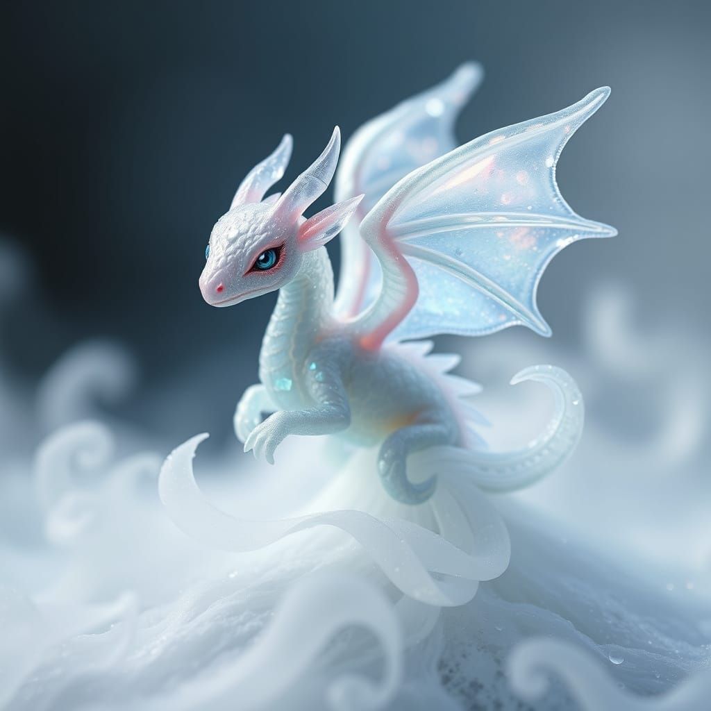 Iridescent Frost Dragon Spirit in Ethereal Style