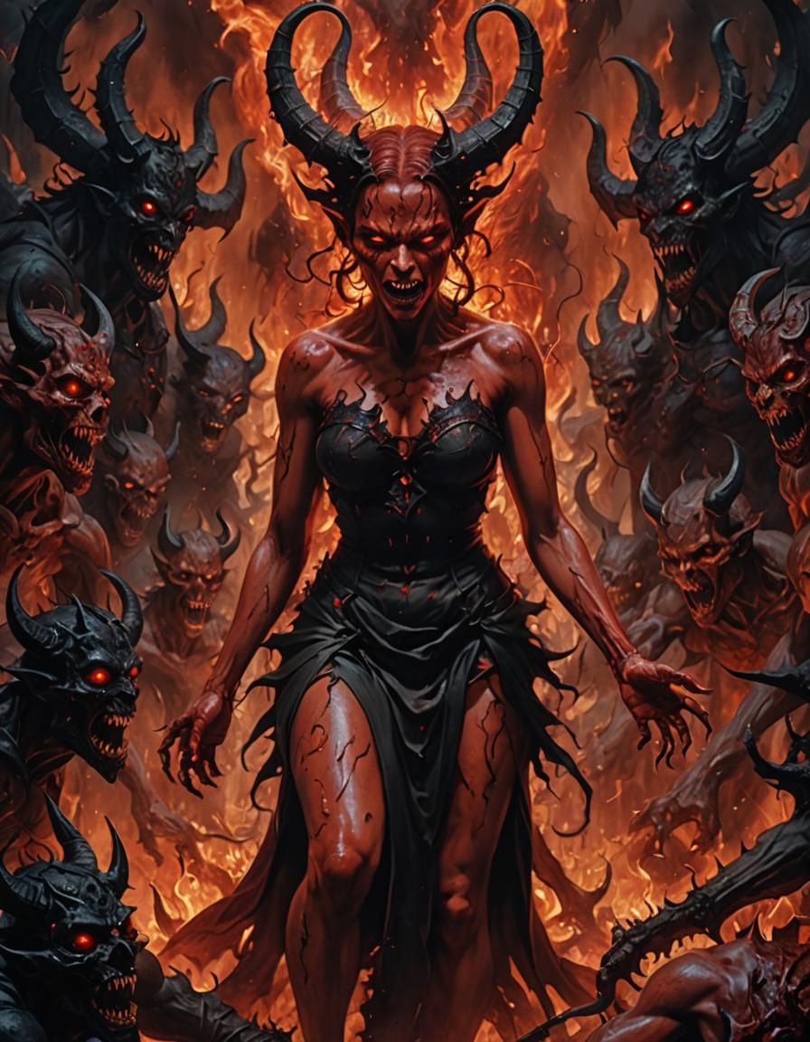 Demonic Tormentor in Hell: Abstract Matte Painting