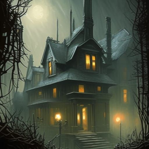 Haunted Mansion with Ghosts: Comic Book Art