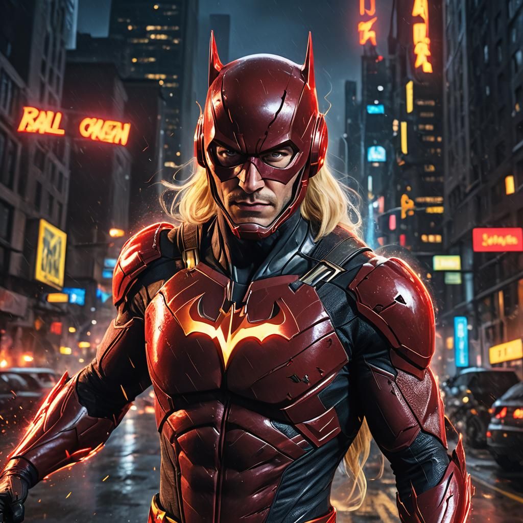 The Flash as Batman in Gotham: Digital Art