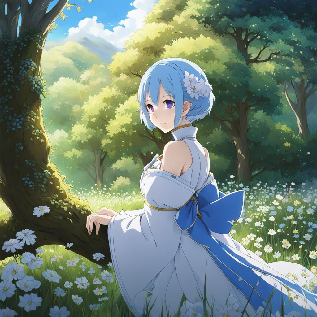 Rem from Re:Zero in Studio Ghibli Style