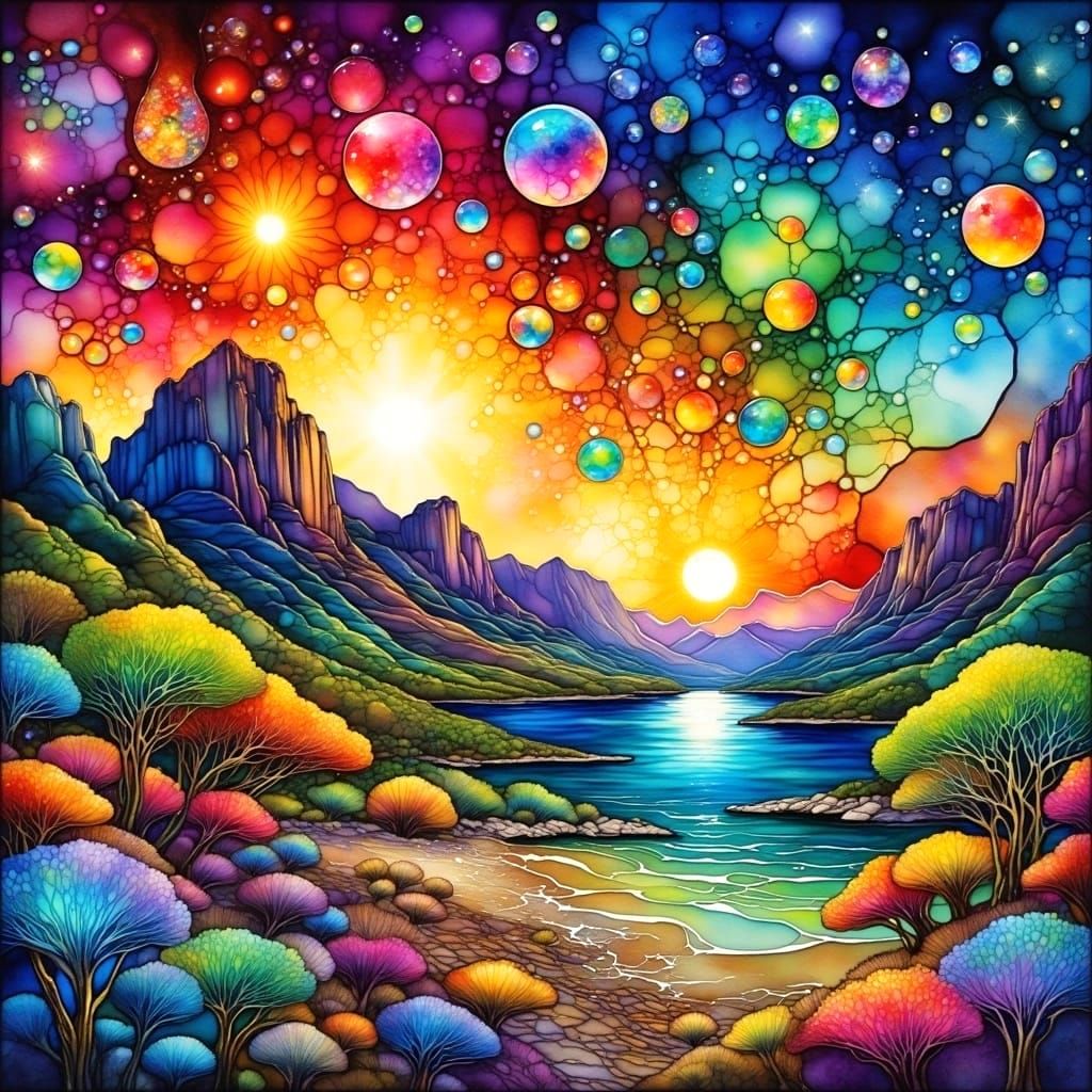 Vibrant Dreamscapes in Glassy Bubbles