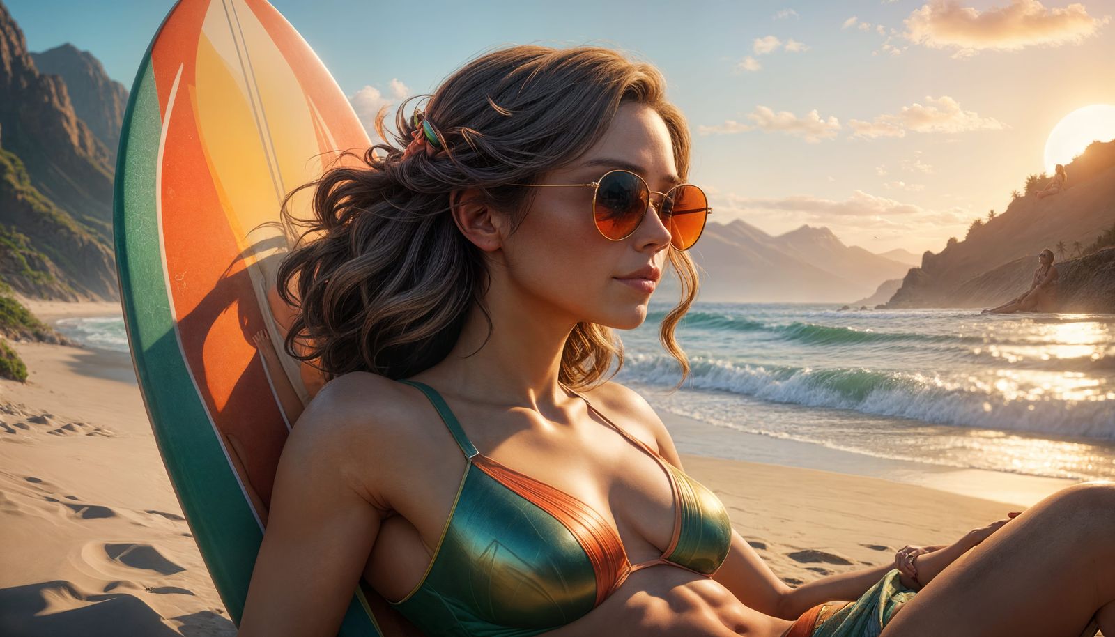 Serenity on a Pacific Beach at Sunset