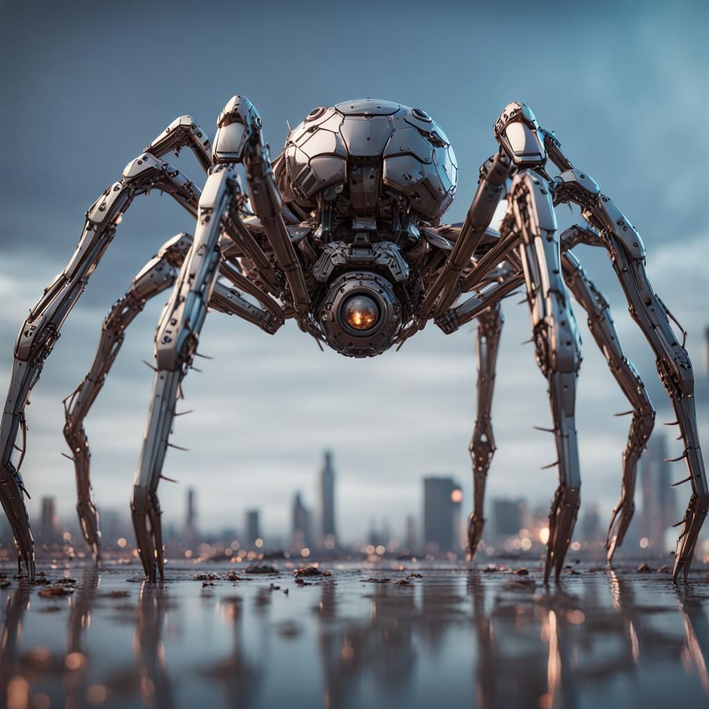 Futuristic Mechanical Spider in Sci-Fi Cinematic Style