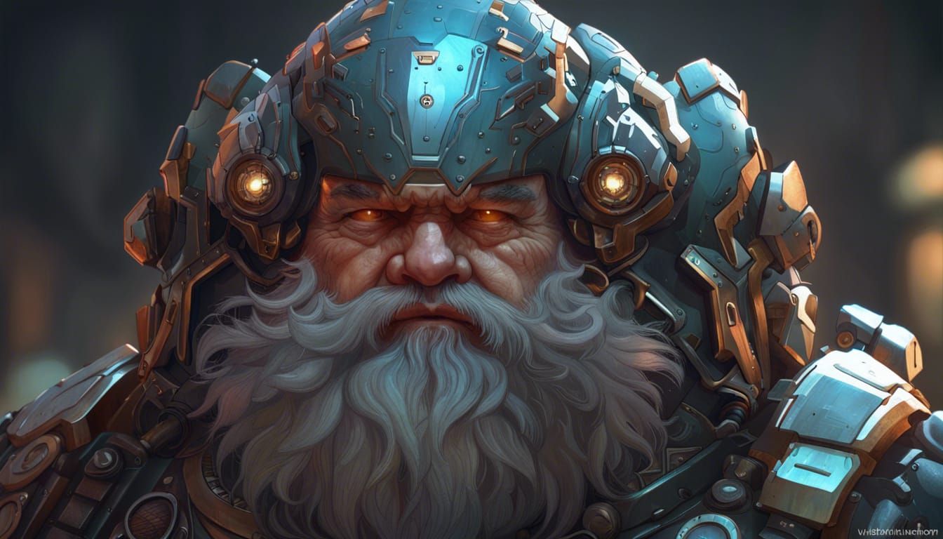Hyperdetailed Mecha Dwarf Portrait in 8k Resolution
