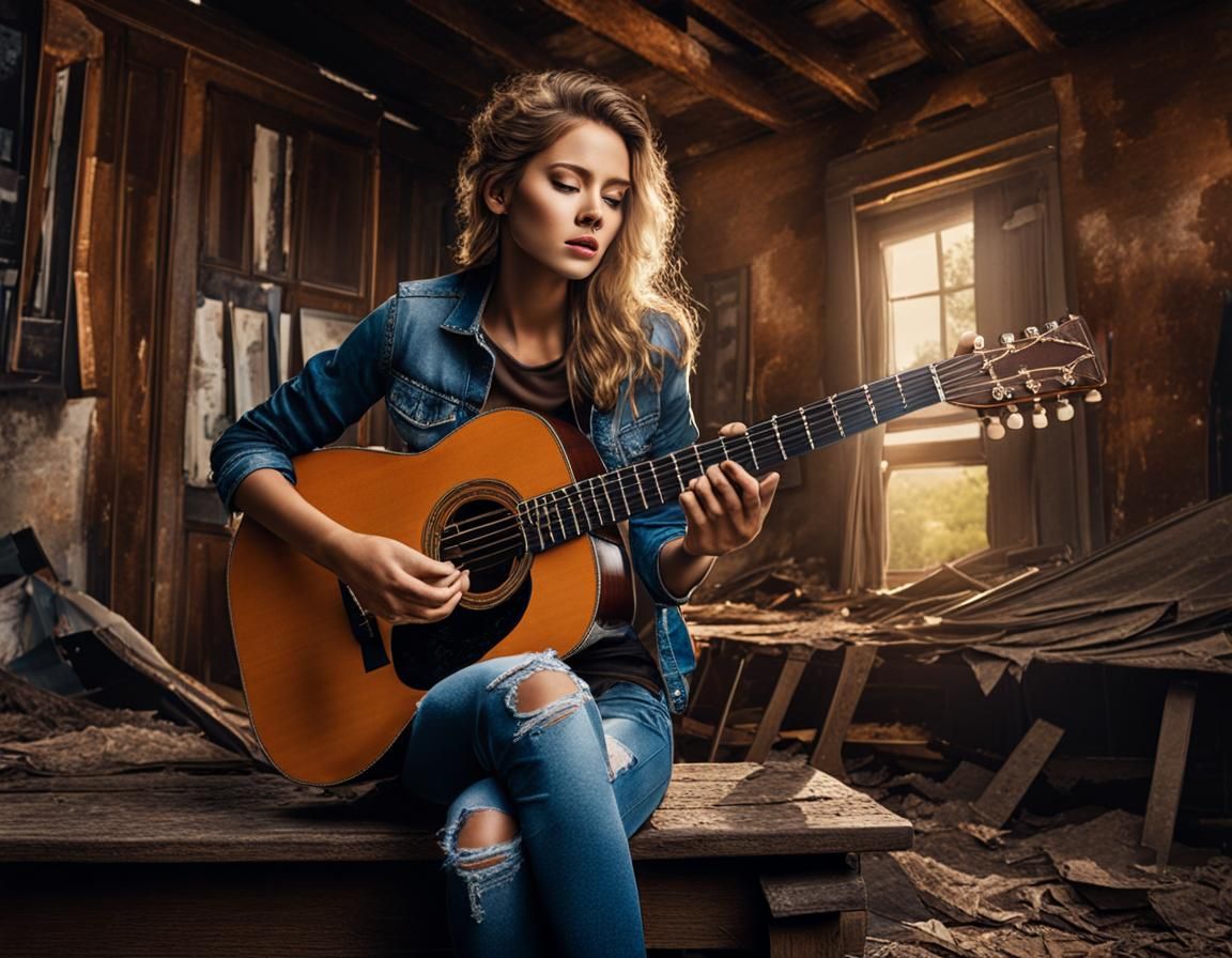 Young Woman's Lament: A Hyperdetailed Masterpiece of Melanch...