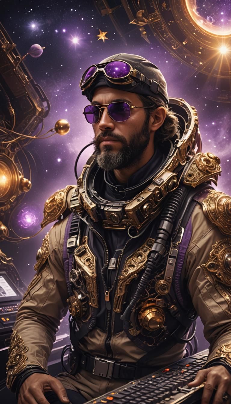 Astronaut Portrait in Ornate Frame, Digital Matte Painting