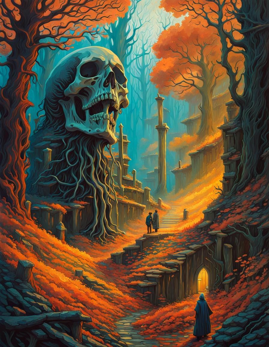 Eldritch Skeleton in Gouache with Dynamic Lighting