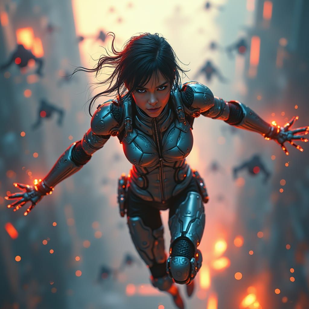 Alita Battle Angel in Dystopian Cyberpunk Battle