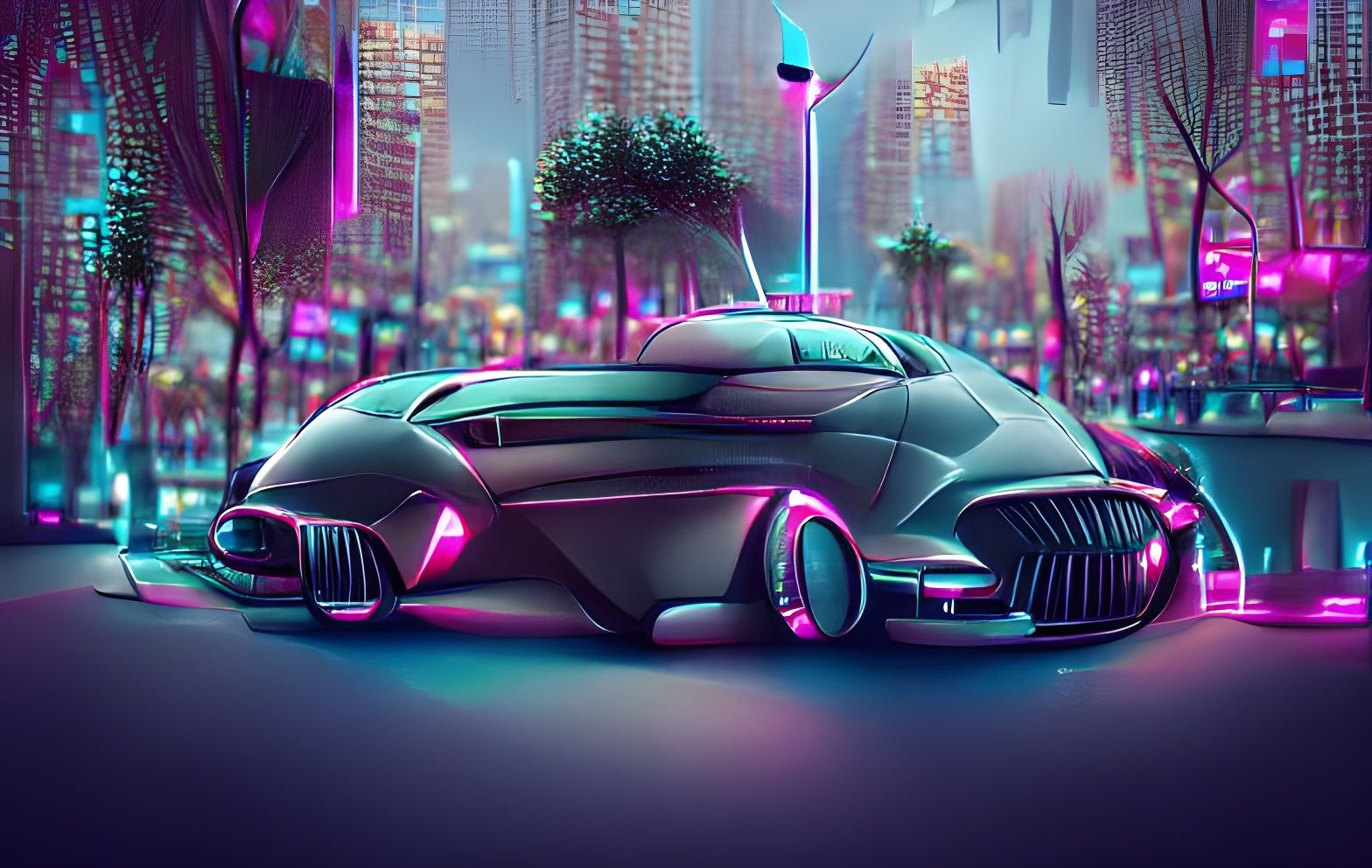 Futuristic Car in Film Noir Style