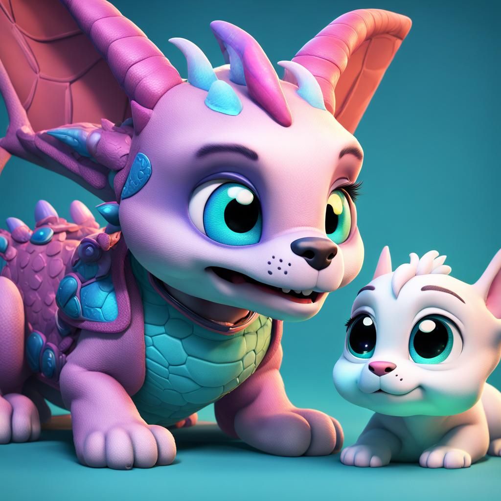 Adorable Puppy Dragon Hybrid in 3D Digital Art