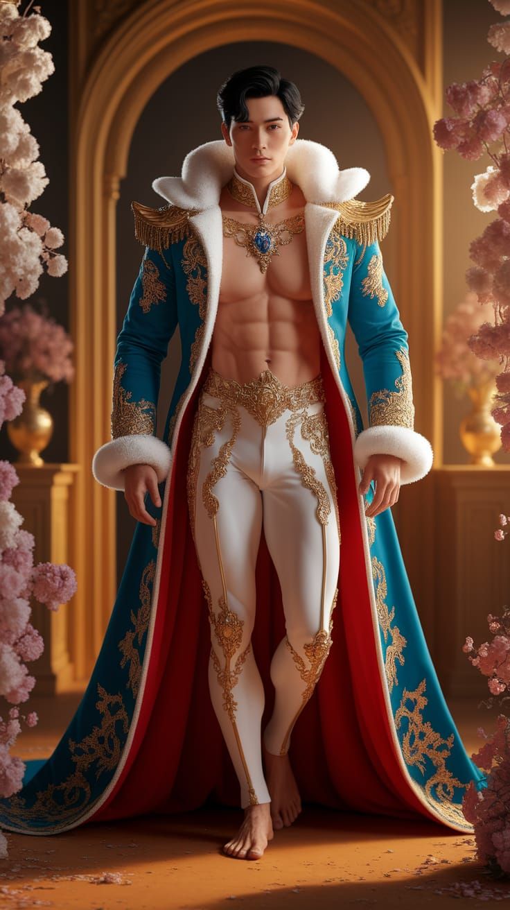Handsome Prince Charming in Opulent Royal Attire