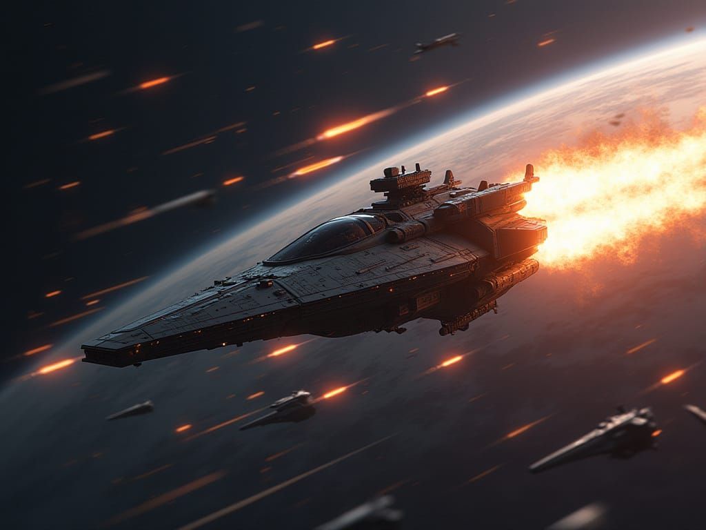 Galactic Space Battles in a Cyberpunk Aesthetic