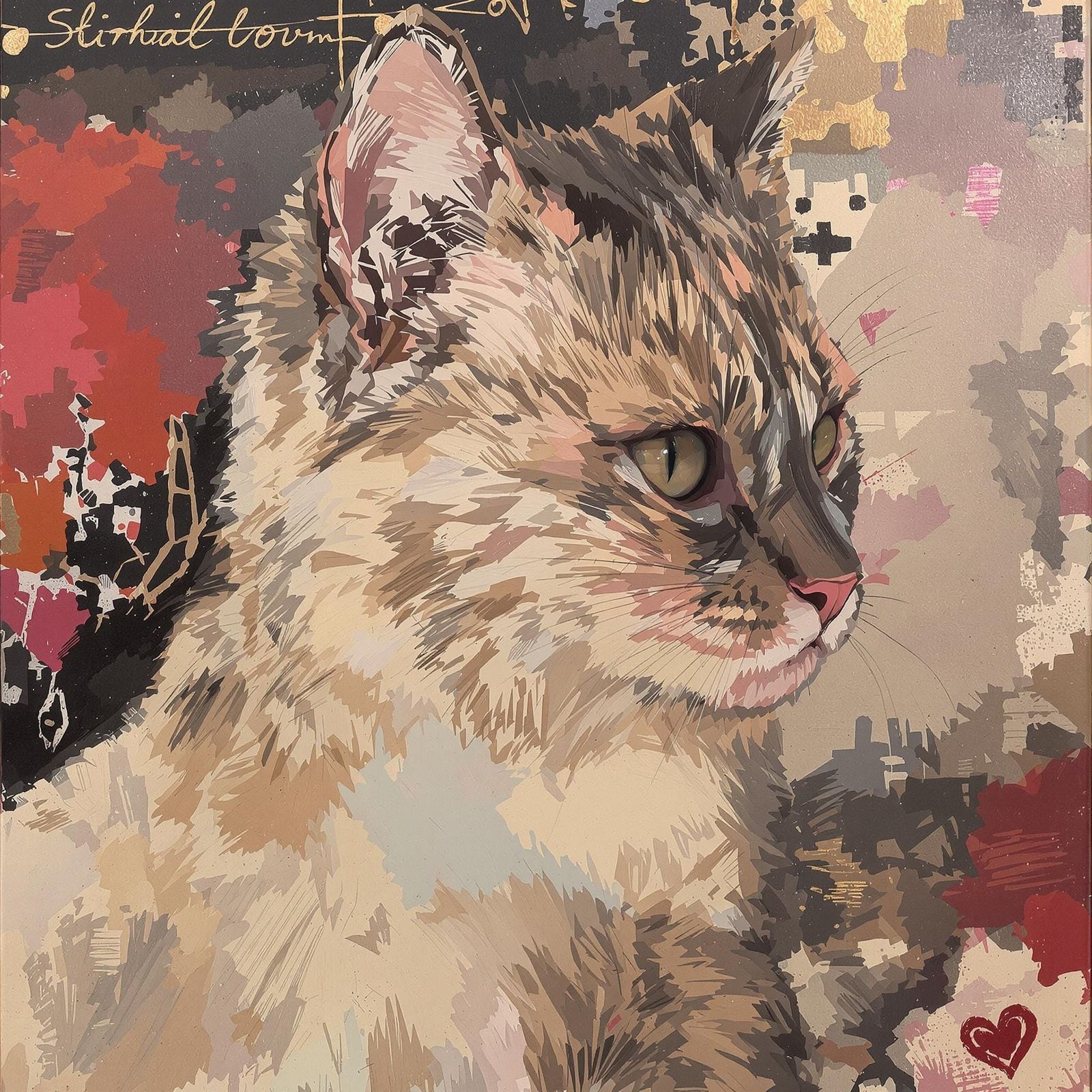 Hyper Feminine Cat Woman in Acrylic Style