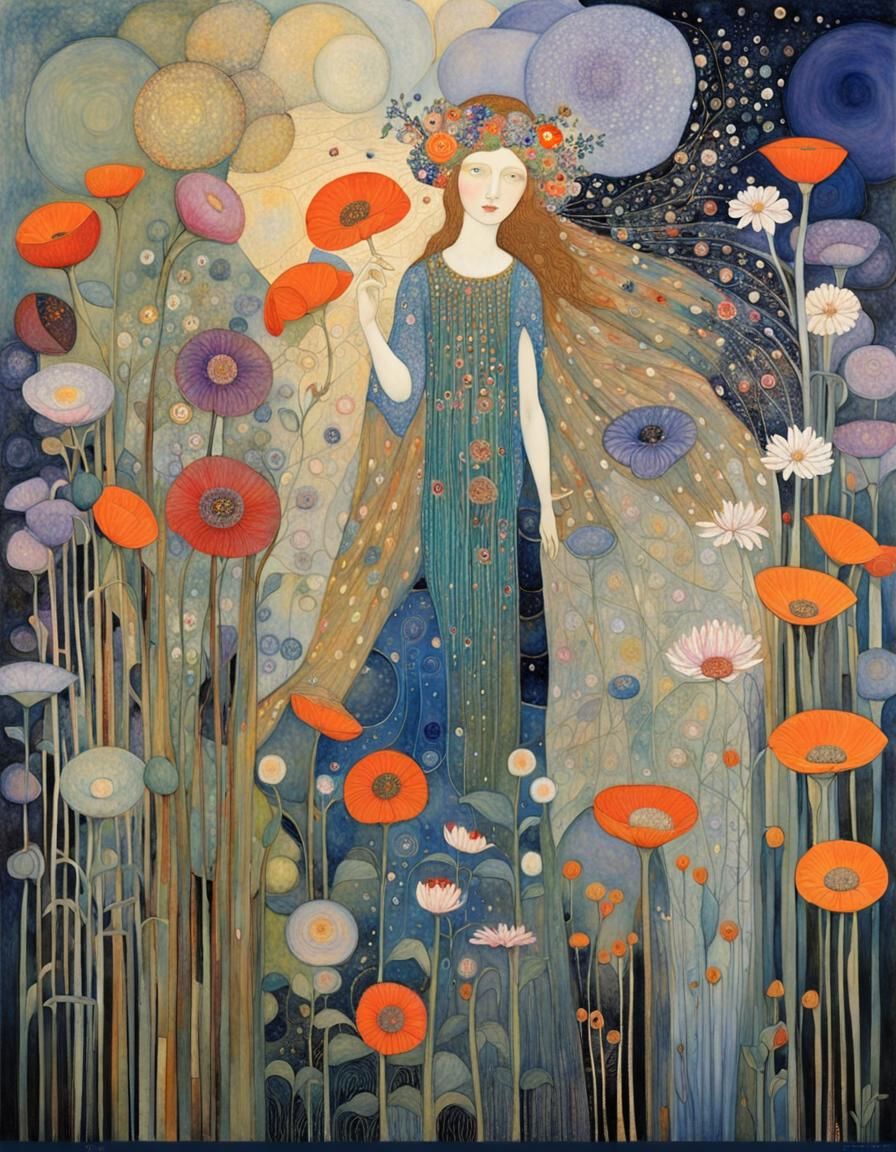 Whimsical Floral Wonderland in Fluorescent Frost