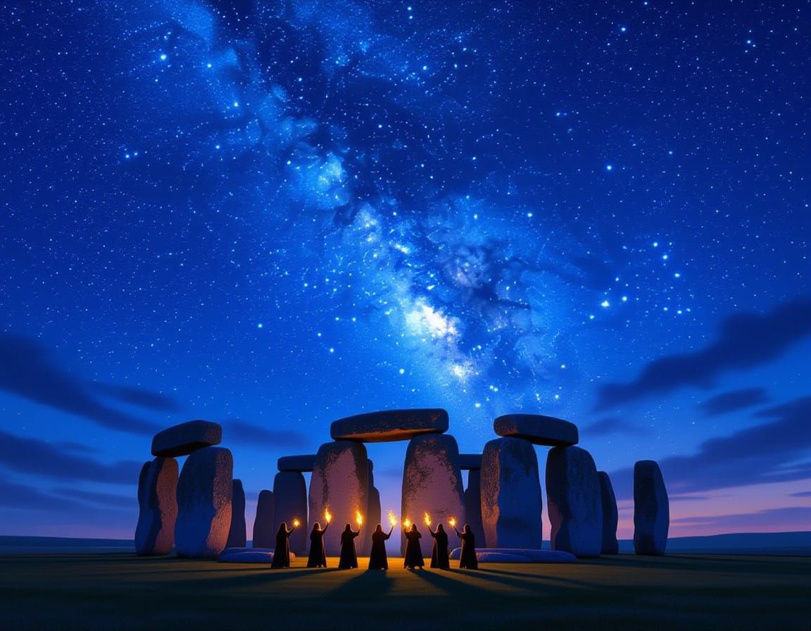 Halloween Druids Celebrate at Starry Stonehenge