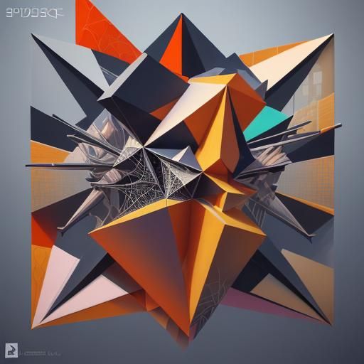 Cubist Spiderwebs in Neo-Cubism Style