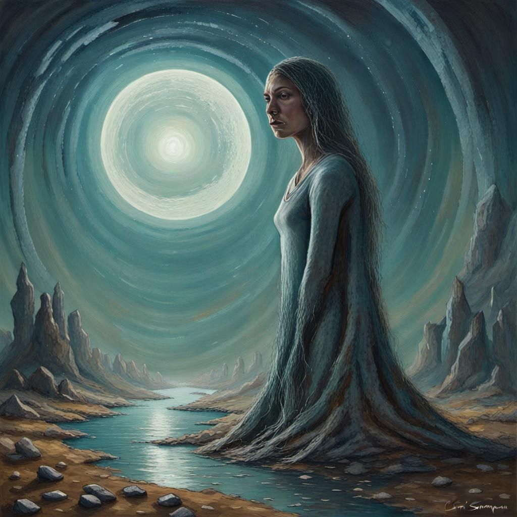 Nightmarish Reincarnation: Surreal Sci-Fi Horror Painting