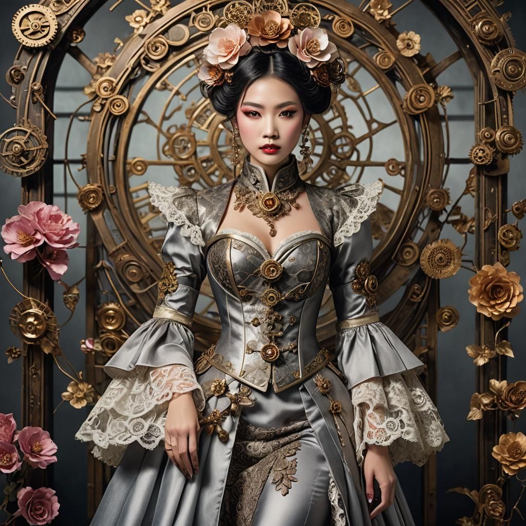 Steampunk Couture Fashion Photo of Chinese Character
